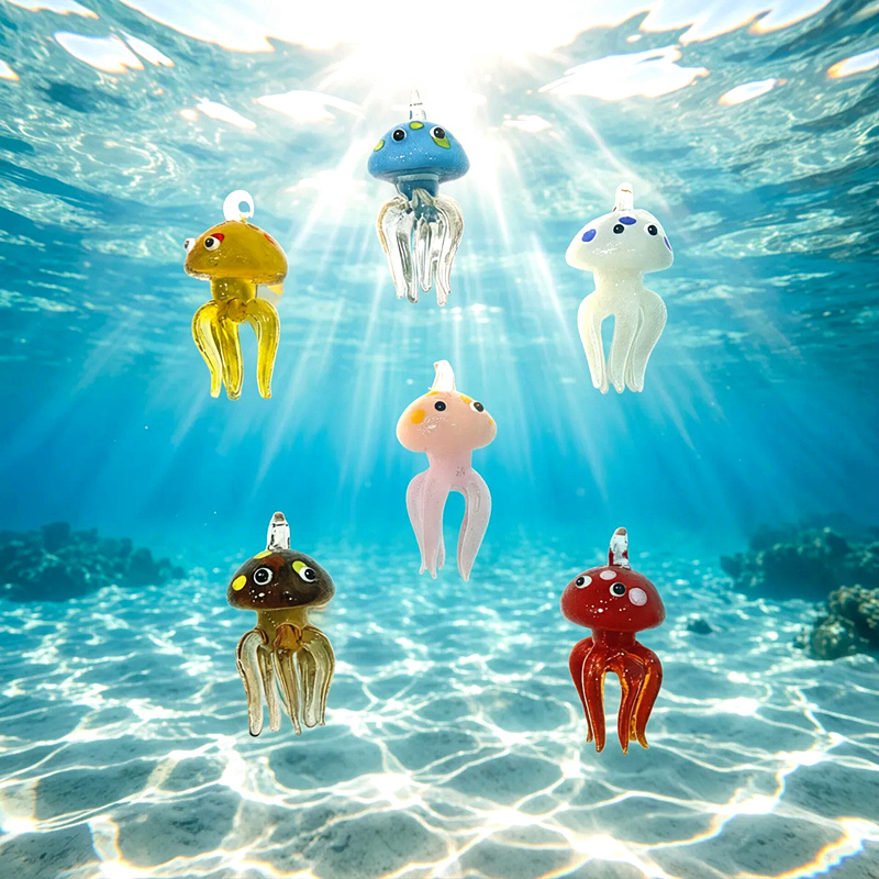 Colorful Mini Jellyfish Glass  - Aquarium Marine Color 评论和价格